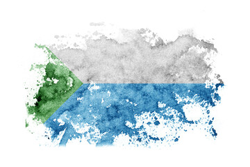 Russia, Russian, Khabarovsk Krai flag background painted on white paper with watercolor.