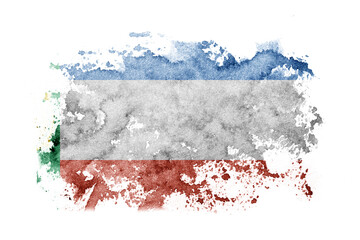 Russia, Russian, Khakassia flag background painted on white paper with watercolor.