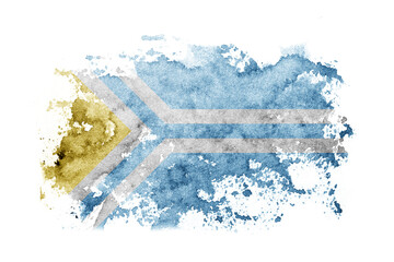Russia, Russian, Tuva flag background painted on white paper with watercolor.