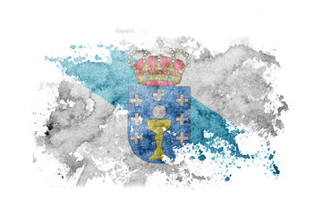 Spain, Espana, Galicia flag background painted on white paper with watercolor.