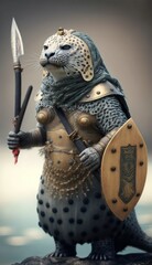 Raiding Valhalla: A Cute, Cool, and Beautiful Viking Animal leopard seal Warrior's Battle on a Longship with Beautiful Stylish Designer Armor and Norse Mythology (generative AI)