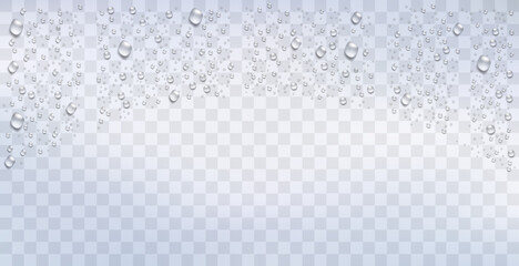 Realistic water droplets on the transparent background. Vector - 575469738