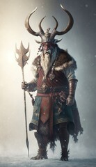 Raiding Valhalla: A Cute, Cool, and Beautiful Viking Animal Reindeer Warrior's Battle on a Longship with Beautiful Stylish Designer Armor and Norse Mythology (generative AI)