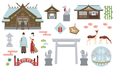 神社のイラストセット