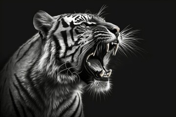 An enraged tiger bares its teeth. Generative AI
