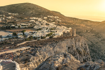 Chora white village of Folegandros, Cyclades islands, Greece