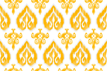 Ikat ethnic seamless pattern decoration design Aztec fabric carpet boho mandalas textile wallpaper tribal native motif American African American folk traditional embroidery vector background 