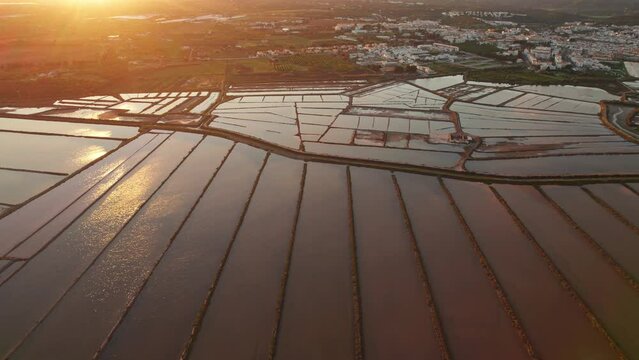 Saline marshes on the Ria Formosa lagoon in Tavira, Algarve region, Portugal