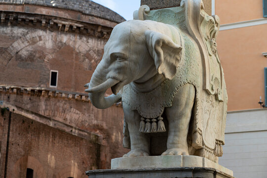 Piazza della Minerva in Rome, statue of the elephant by Bernini.