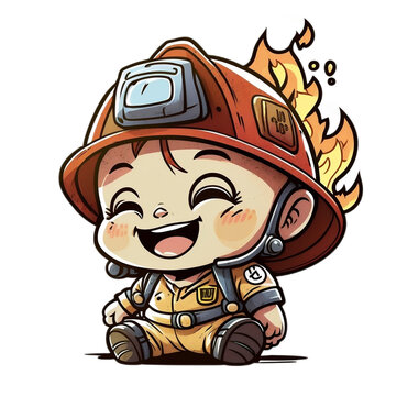 boy firefighter cartoon illustration