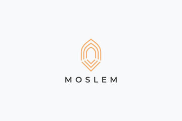 Logo Mihrab Moslem Holy Praying Place Sign Symbol Religion Simple Trendy