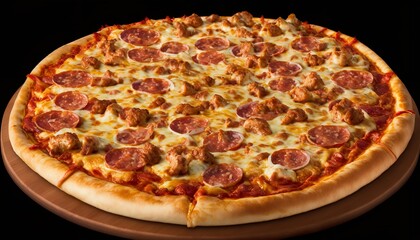 A meat lover's pizza loaded with spicy pepperoni - obrazy, fototapety, plakaty