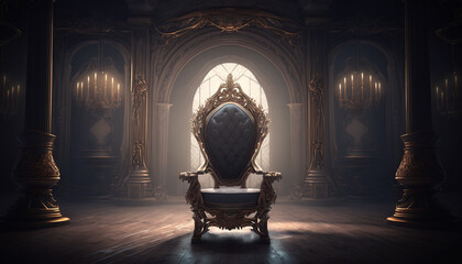 A girls throne room in the castle. Generative AI