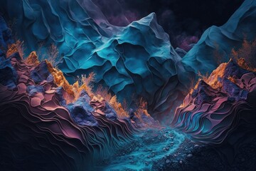 Abyss. Create designs with abstract landscapes as the background. Generative AI