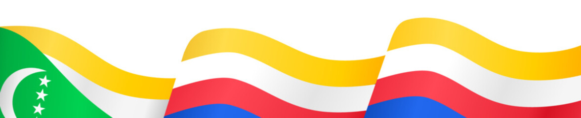 Comoros flag wave isolated on png or transparent background