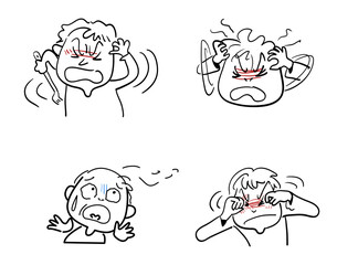 体の不調アイコンセット-ストレス-脱毛