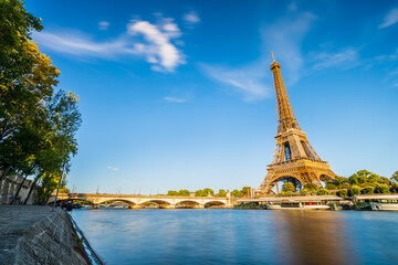 Fototapeta premium Riverside view of Eiffel Tower in Paris. France