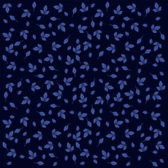 Vector flower mini print seamless pattern in colors on a Navy background. Stylized hand drawn little flowers.
