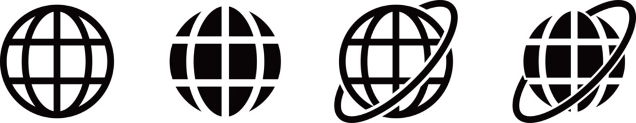 黒のインターネットのアイコンセット