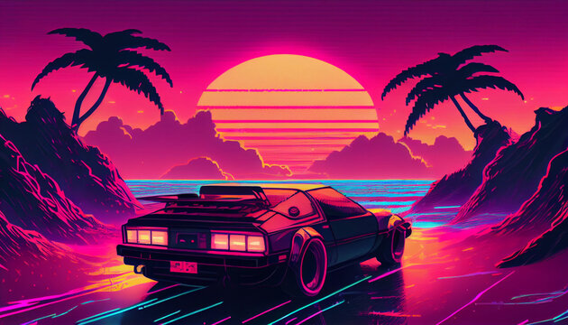 Synth Wave. Generative ai