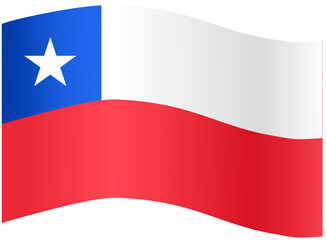 Chile flag wave isolated on png or transparent background