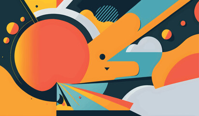 Fototapeta premium wallpaper with minimalist abstract shapes with curves.