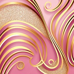 Swirl, Pink Gold, Abstract Wave, Seamless Luxury Pattern, Wallpaper Background