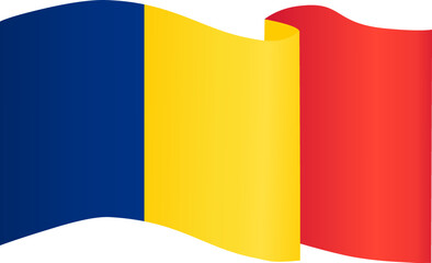 Chad flag wave isolated on png or transparent background