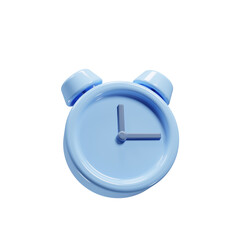 Cartoon style clock icon with blue color on 3d rendering. 3d illustration icon