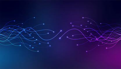 Ai technology. Concept of artificial intelligence. Blue and purple dots lines. Digital, communication, science, networks