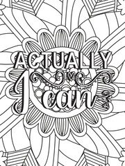 Strong woman quotes Flower Coloring Page 
Beautiful black and white illustration for adult coloring book