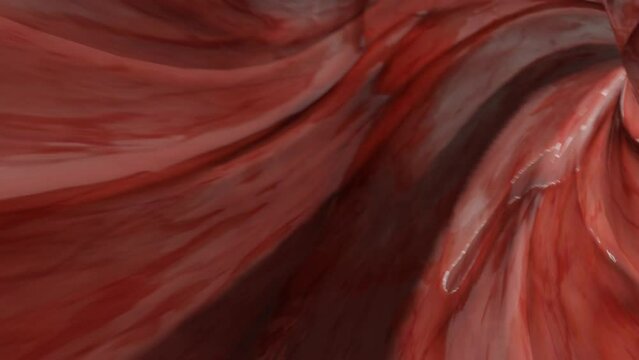 Movement of red bloodstream cells within human blood vessels, Red Blood cells flow through veins, Human body system, motion graphic shows an animation of a blood vessel with antibodies and red blood.