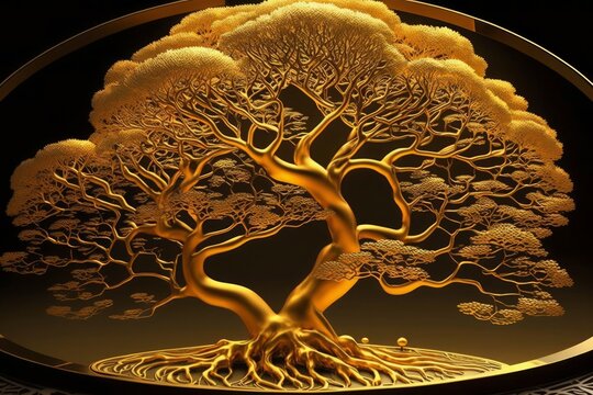 gold tree of life connecting all things created with Generative AI technology