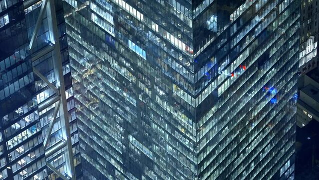 The modern office skycrapers of Downtown Manhattan at night - travel photography