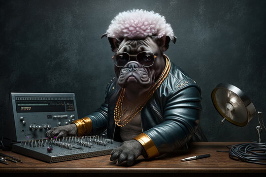 ool bulldog djing, generative AI.
