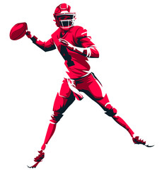 American football player passing throwing ball nfl superbowl flat design illustration pop art vector png	