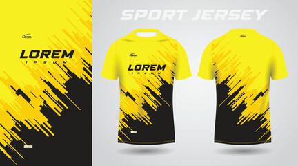 yellow black shirt soccer football sport jersey template design mockup