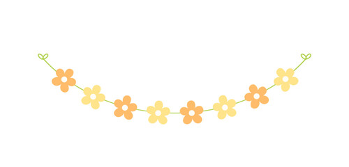 Cute spring floral garland illustration. Flower buntings for springtime designs.