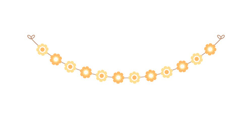 Cute spring floral garland illustration. Flower buntings for springtime designs.