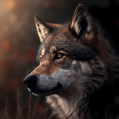 Fototapeta premium portrait of a wolf. Generative AI