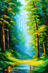 oil painting tropical forest