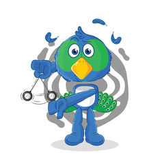 peacock hypnotizing cartoon. cartoon mascot vector