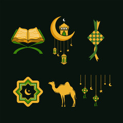 islamic ramadan kareem and idul fitr icon illustration