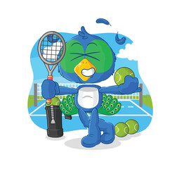 peacock plays tennis illustration. character vector