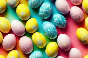 Easter Egg Eggs Colorful Decorated Seamless Texture Pattern Tiled Repeatable Tessellation Background Image