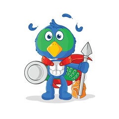 peacock spartan character. cartoon mascot vector