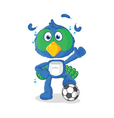 peacock playing soccer illustration. character vector