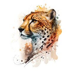 Cheetah logo japanese watercolour style made with Generative AI - obrazy, fototapety, plakaty