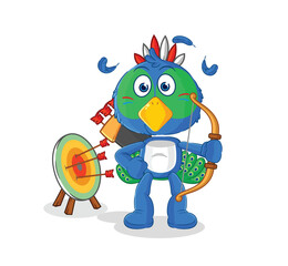 peacock native american tribe. cartoon mascot vector