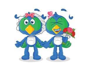 peacock wedding cartoon. cartoon mascot vector
